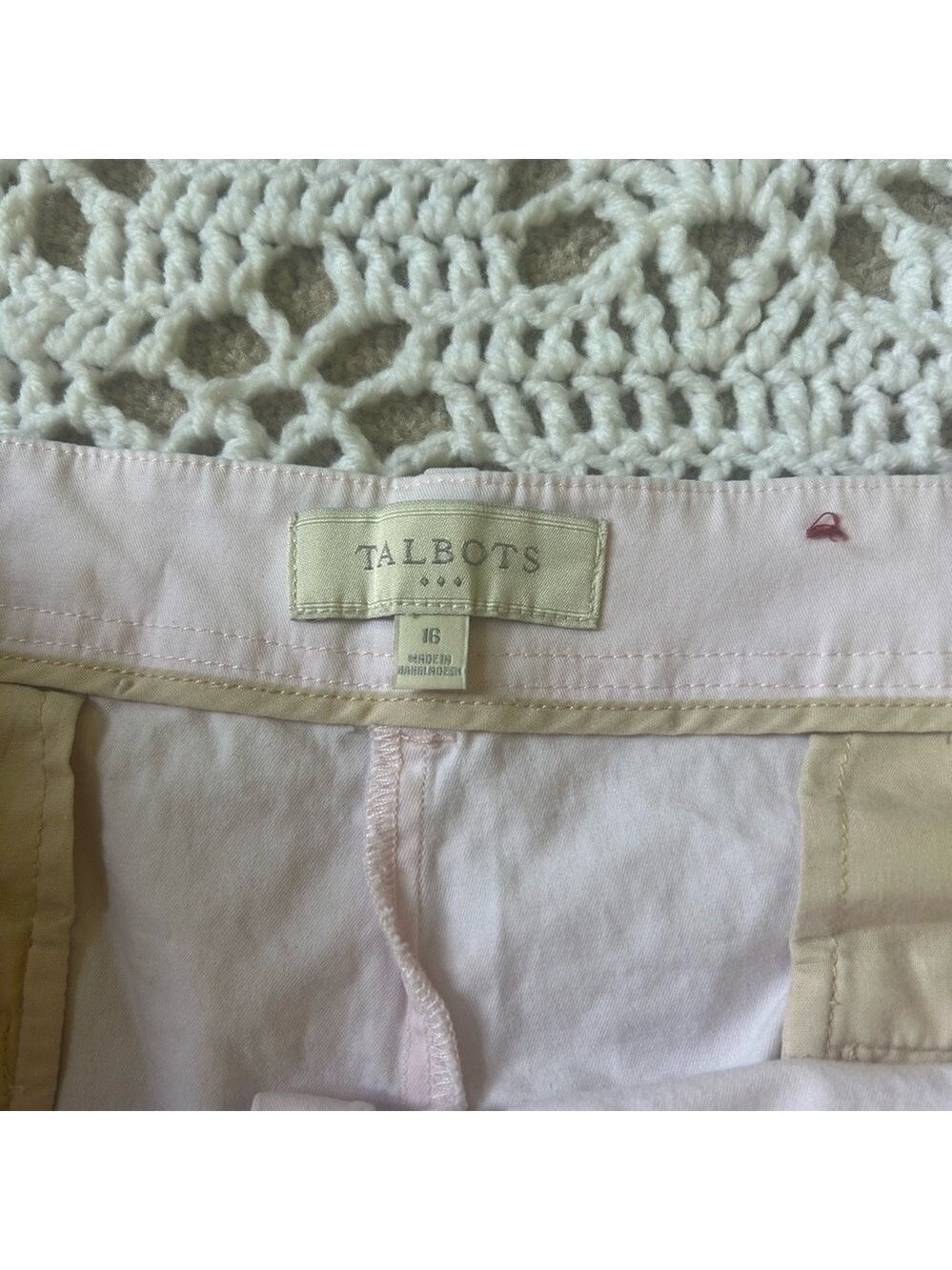 TALBOTS Bermuda Chino Casual Shorts 16 Pale Pink - Picture 4 of 9